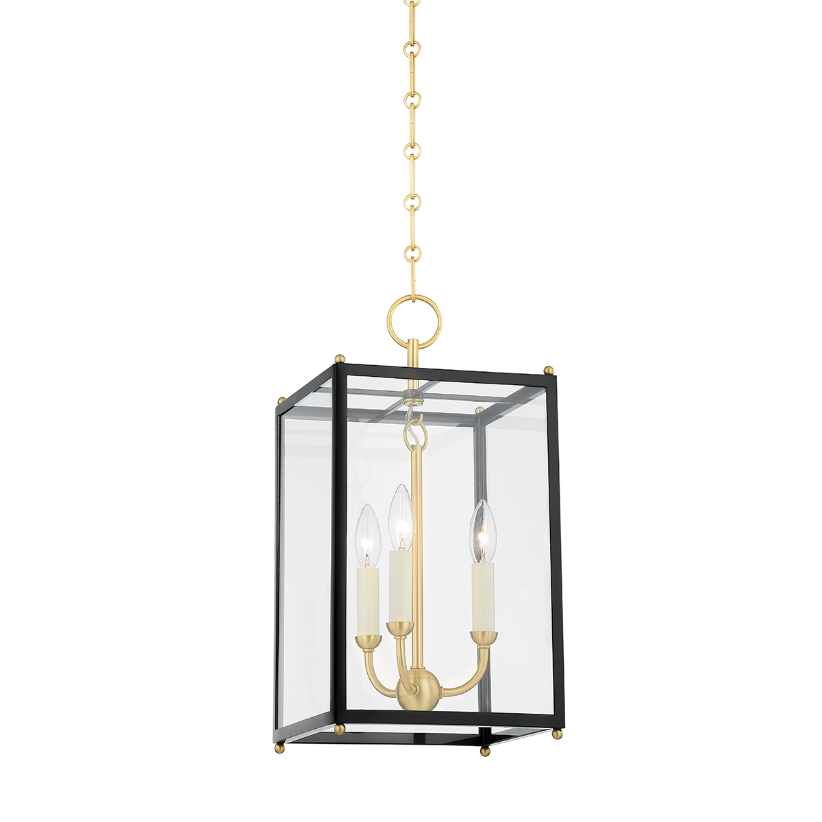 Chaselton Lantern - 3-Light - Aged Brass/Darkest Blue by Hudson Valley Lighting