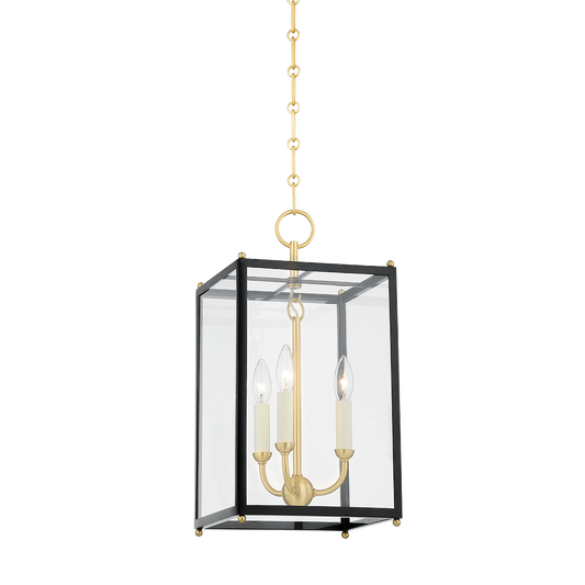 Chaselton Lantern - 3-Light - Aged Brass/Darkest Blue by Hudson Valley Lighting
