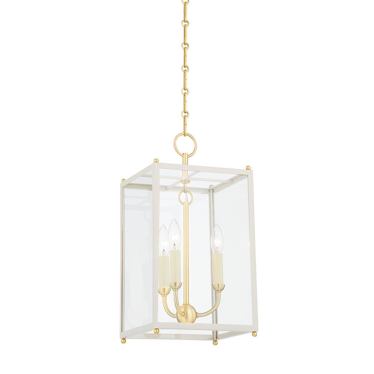 Chaselton Lantern - 3-Light - Aged Brass/Off White by Hudson Valley Lighting