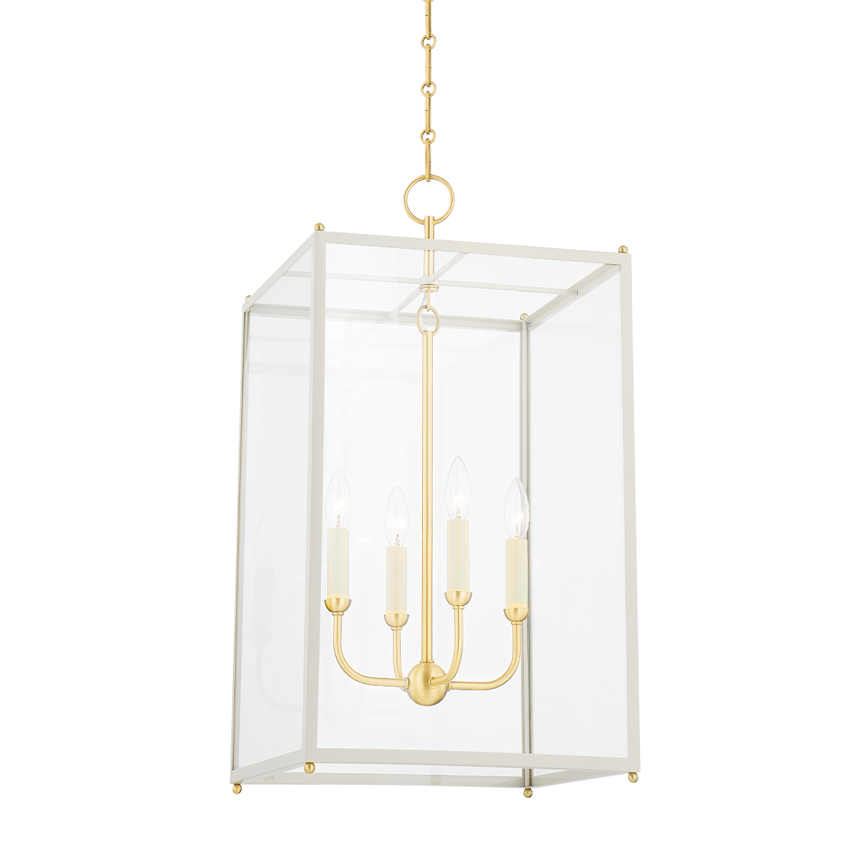 Chaselton Lantern - 4-Light - Aged Brass/Off White by Hudson Valley Lighting