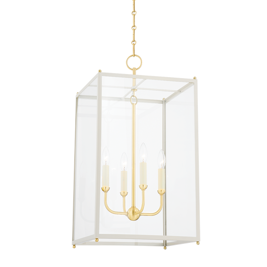 Chaselton Lantern - 4-Light - Aged Brass/Off White by Hudson Valley Lighting