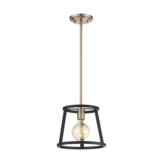 Chassis- 1 Light Mini Pendant - Copper Brushed Brass and Matte Black Finish - Satco 60-6641