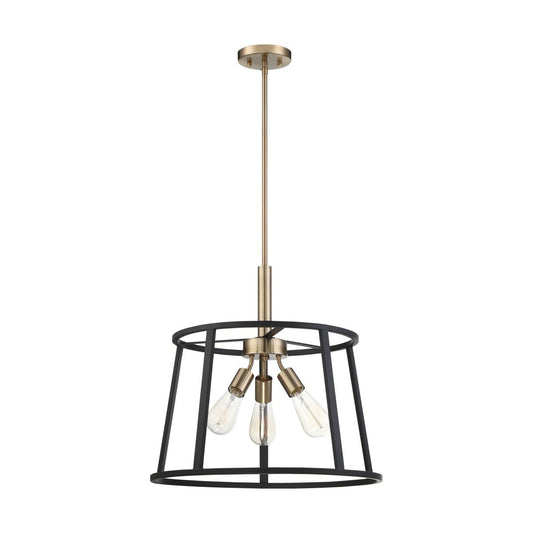 Chassis- 3 Light Pendant - Copper Brushed Brass and Matte Black Finish - Satco 60-6642