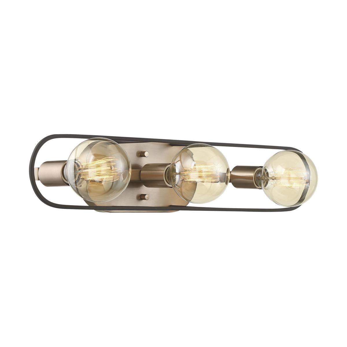 Chassis- 3 Light Vanity - Copper Brushed Brass and Matte Black Finish - Satco 60-6653