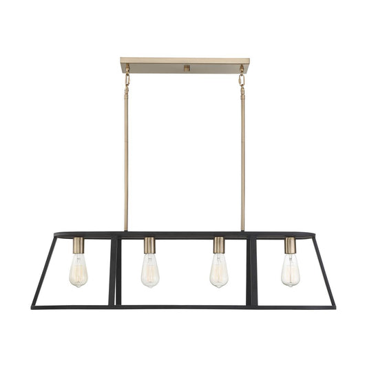 Chassis- 4 Light Island Pendant - Copper Brushed Brass and Matte Black Finish - Satco 60-6644