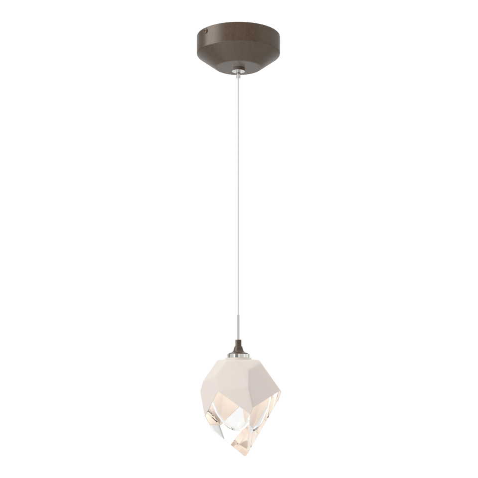 Chrysalis 1-Light Small Pendant - Bronze - White Polished Crystal by Hubbardton Forge
