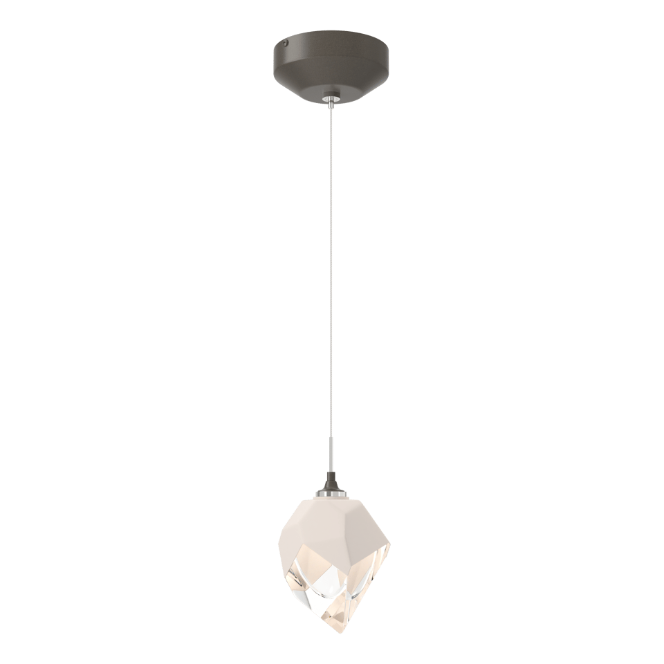 Chrysalis 1-Light Small Pendant - Dark Smoke - White Polished Crystal by Hubbardton Forge