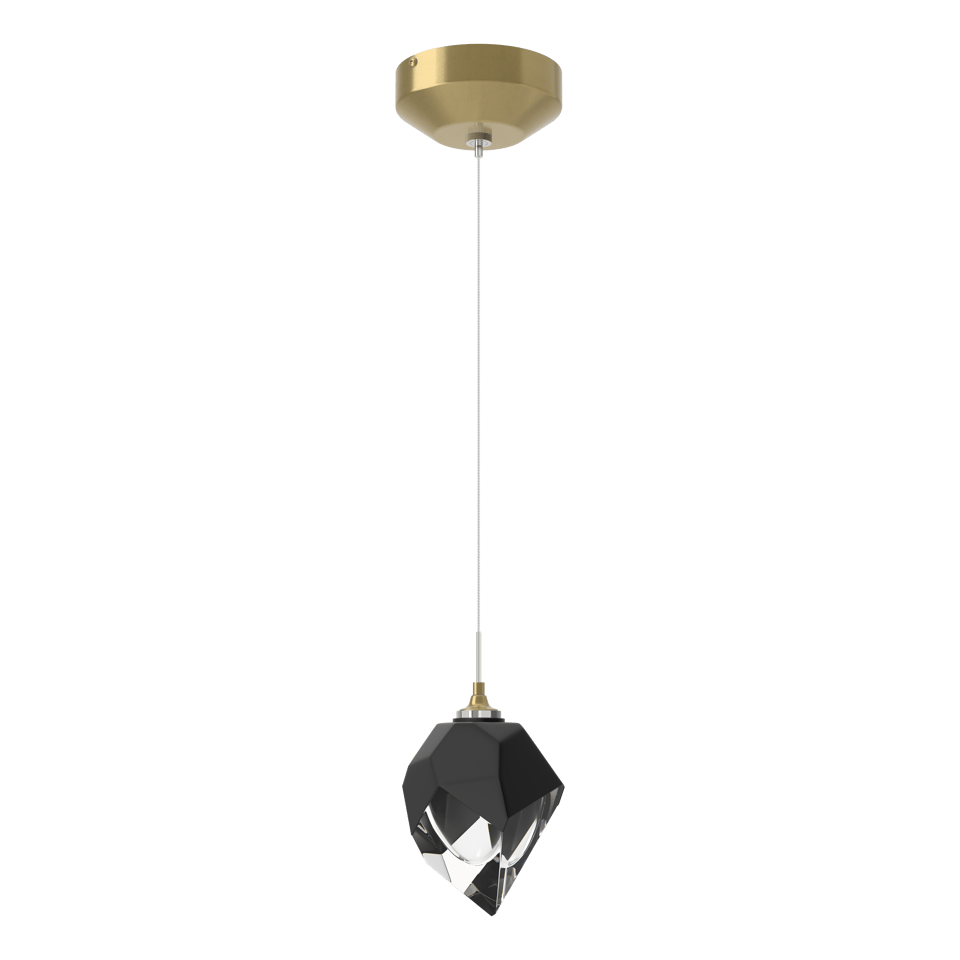 Chrysalis 1-Light Small Pendant - Modern Brass - Black Polished Crystal by Hubbardton Forge