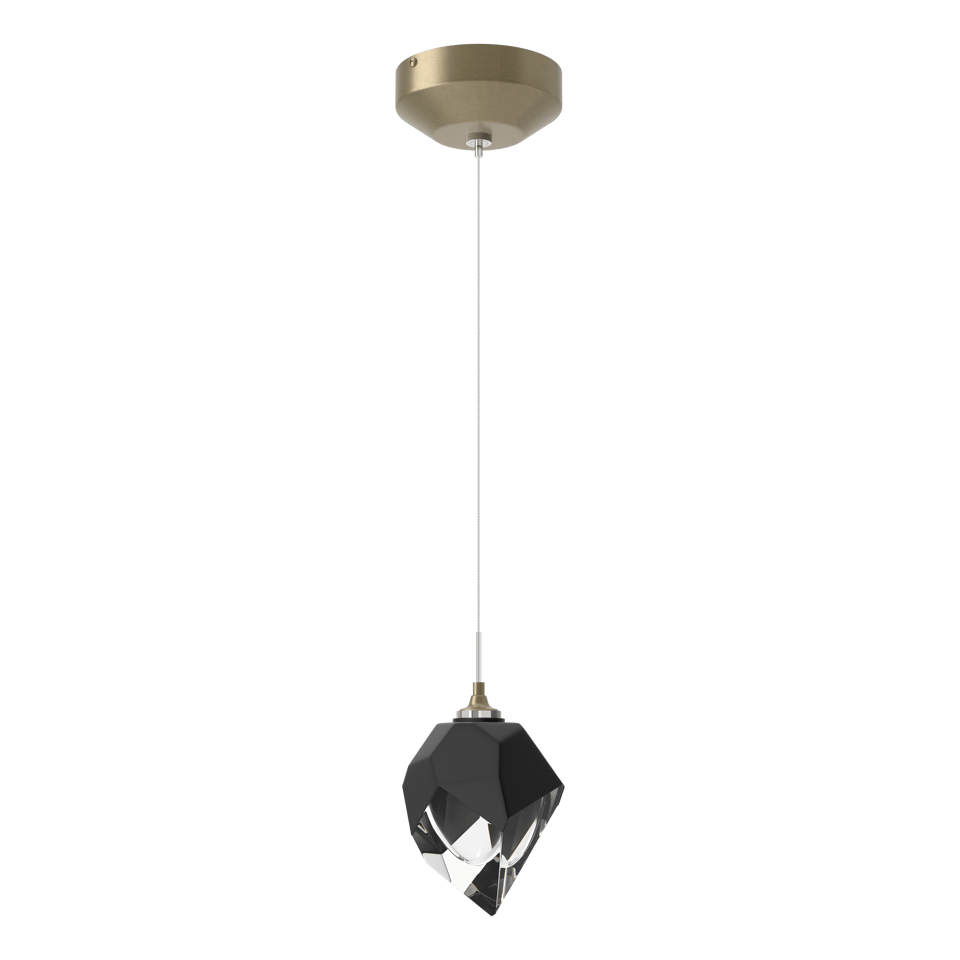 Chrysalis 1-Light Small Pendant - Soft Gold - Black Polished Crystal by Hubbardton Forge