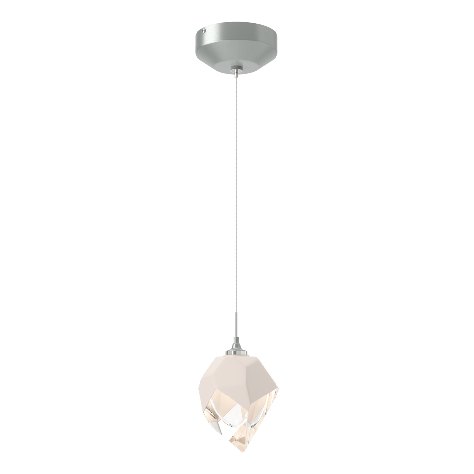 Chrysalis 1-Light Small Pendant - Vintage Platinum - White Polished Crystal by Hubbardton Forge