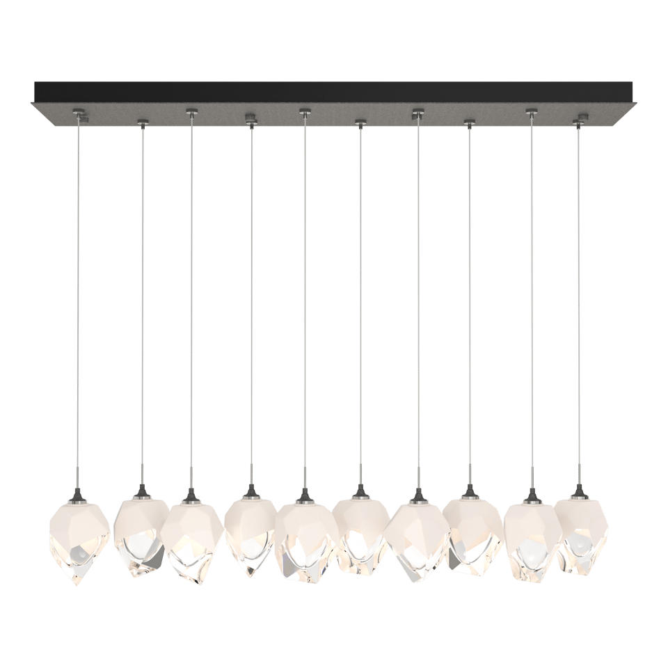 Chrysalis 10-Light Small Crystal Pendant - Natural Iron - White Polished Crystal by Hubbardton Forge