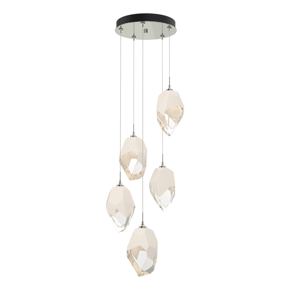 Chrysalis 5-Light Large Crystal Pendant - Sterling - White Polished Crystal by Hubbardton Forge