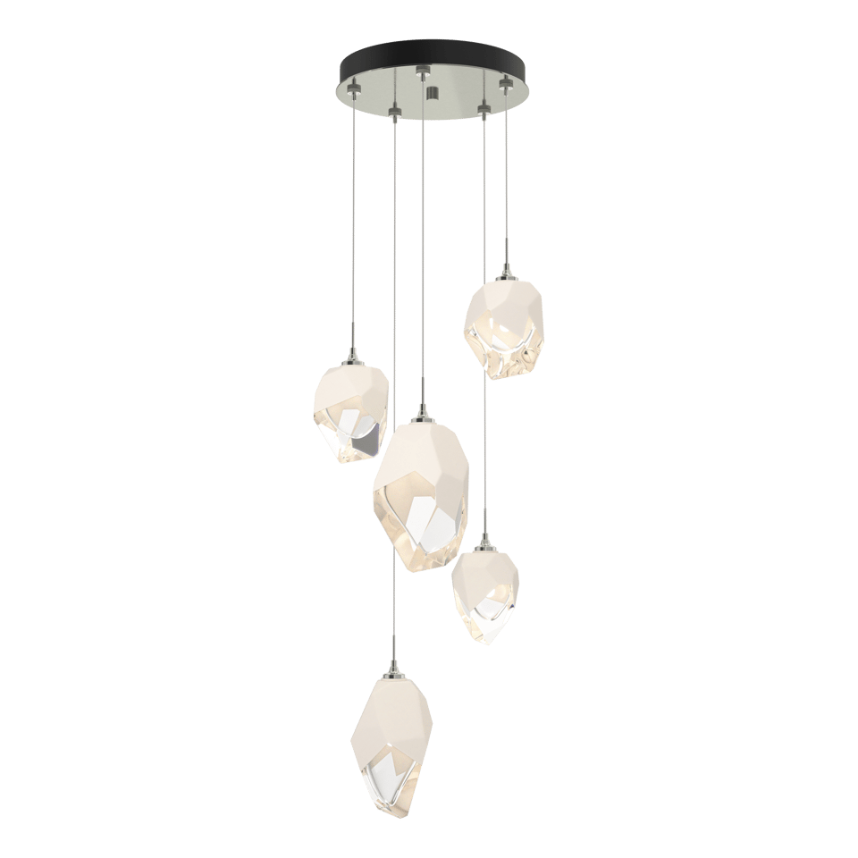 Chrysalis 5-Light Mixed Crystal Pendant - Sterling - White Polished Crystal by Hubbardton Forge