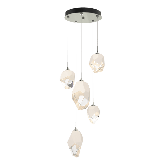Chrysalis 5-Light Mixed Crystal Pendant - Sterling - White Polished Crystal by Hubbardton Forge