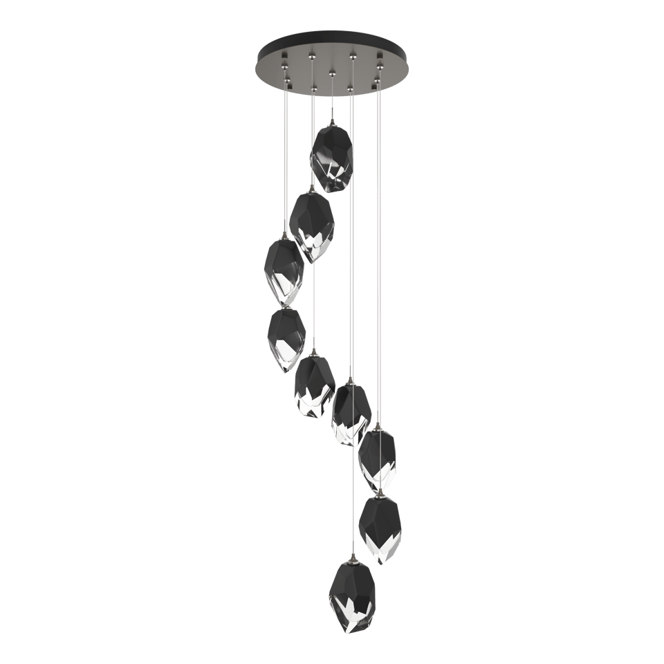 Chrysalis 9-Light Large Crystal Pendant - Dark Smoke - Black Polished Crystal by Hubbardton Forge