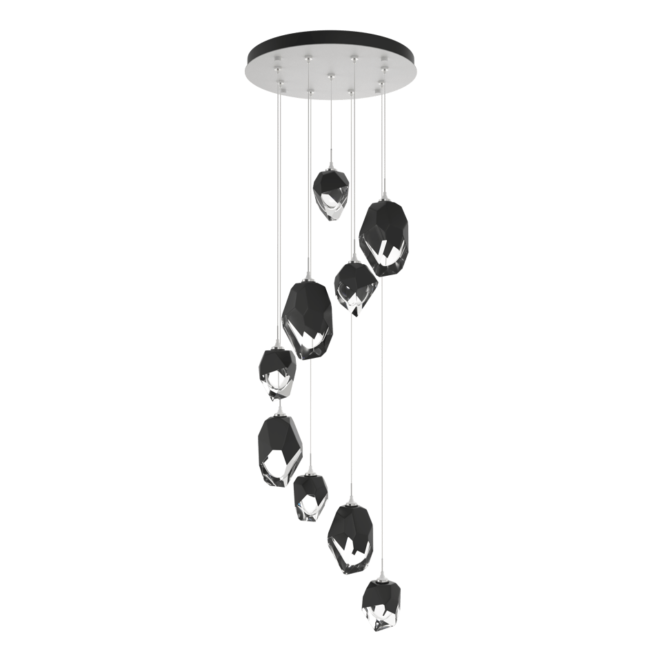 Chrysalis 9-Light Mixed Crystal Pendant - White - Black Polished Crystal by Hubbardton Forge
