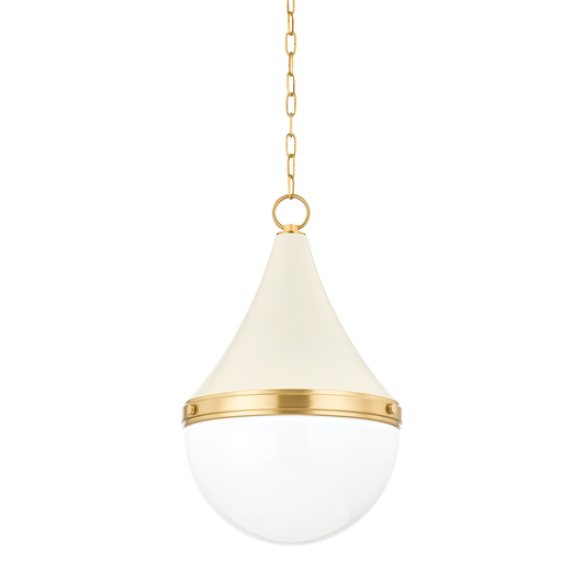 Ciara Large Pendant - 1-Light - Aged Brass/Soft Cream - Mitzi H787701L-AGB/SCR