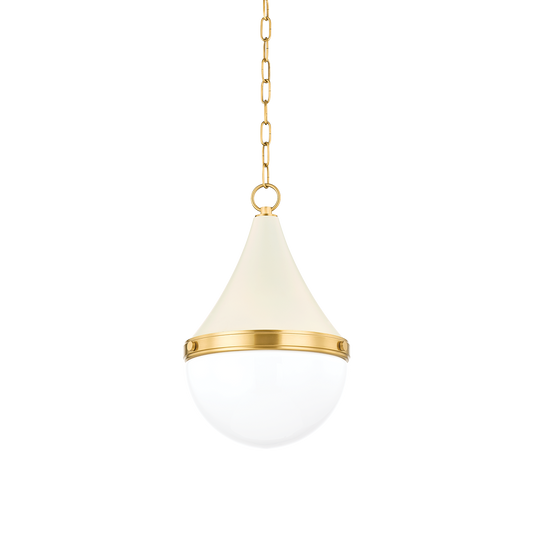 Ciara Small Pendant - 1-Light - Aged Brass/Soft Cream - Mitzi H787701S-AGB/SCR