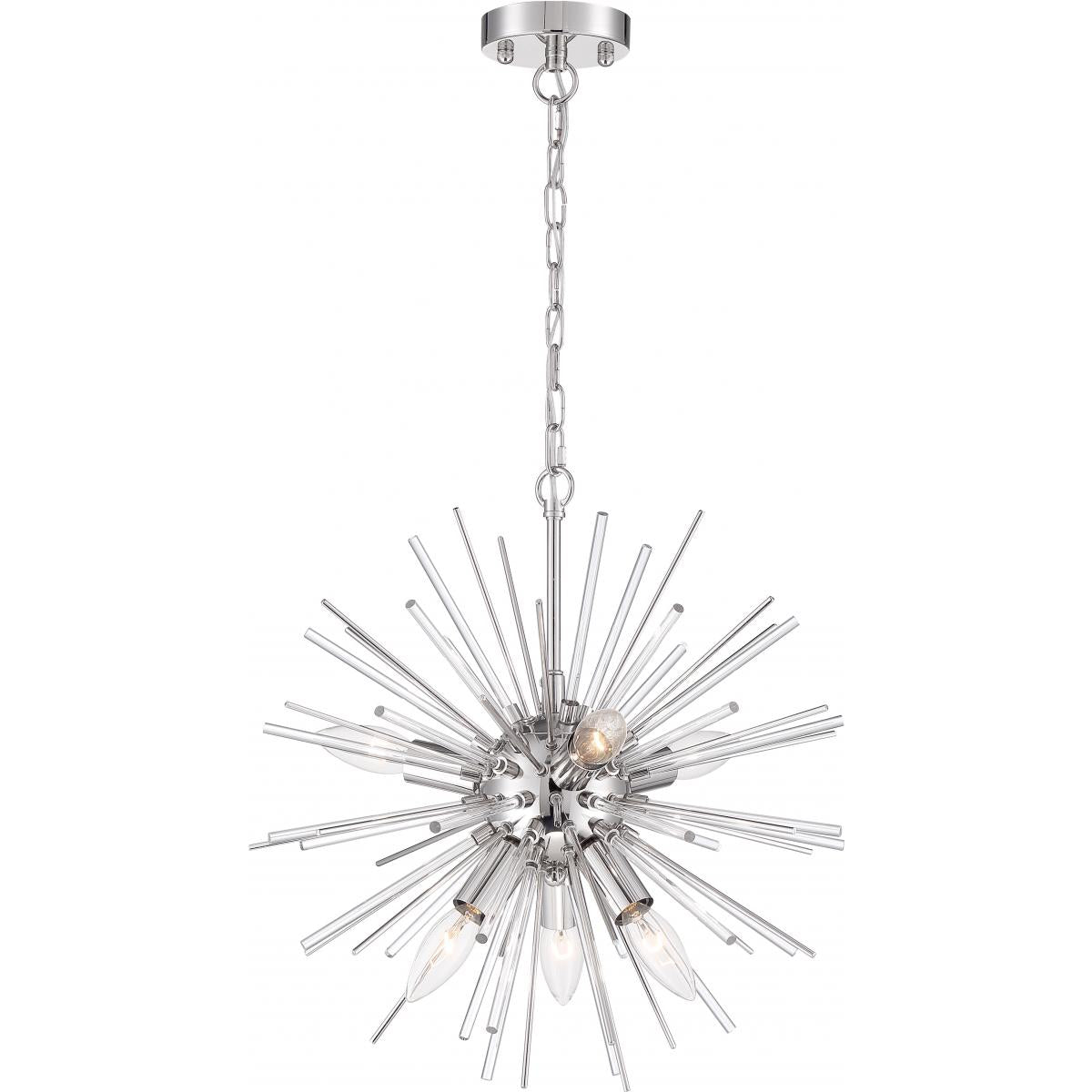 Cirrus - 8 Light Chandelier - with Glass Rods - Polished Nickel Finish - Satco 60-6993