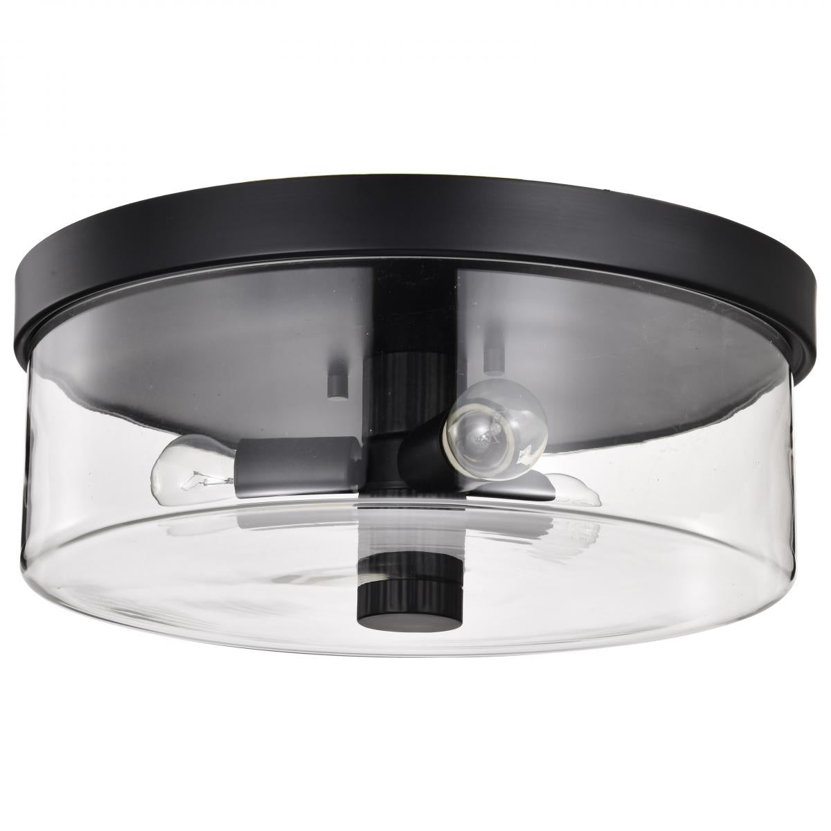 Clarksville - 15 Inch Flush Mount - Matte Black with Clear Glass - Satco 60-8065