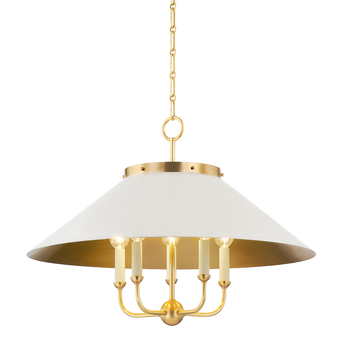 Clivedon Chandelier - Aged Brass/Off White by Hudson Valley Lighting