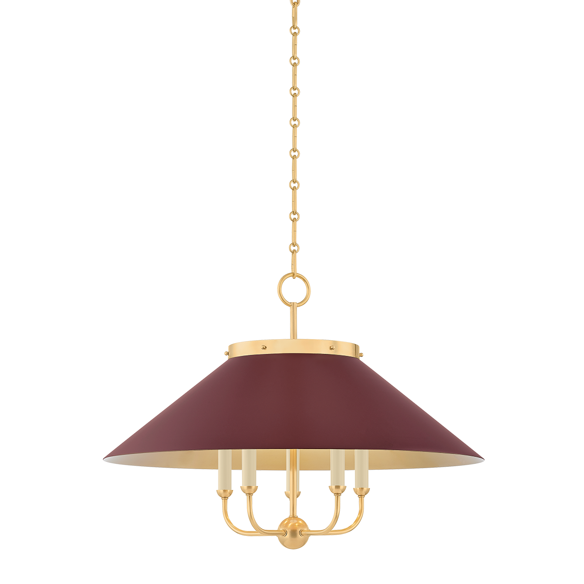 Clivedon Chandelier - Aged Brass/Soft Crimson by Hudson Valley Lighting