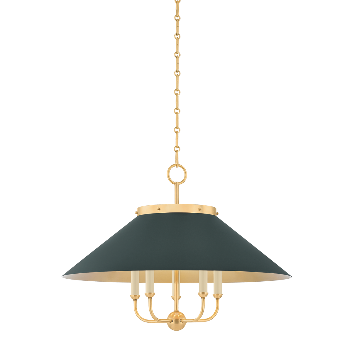 Clivedon Chandelier - Aged Brass/Soft Studio Green by Hudson Valley Lighting