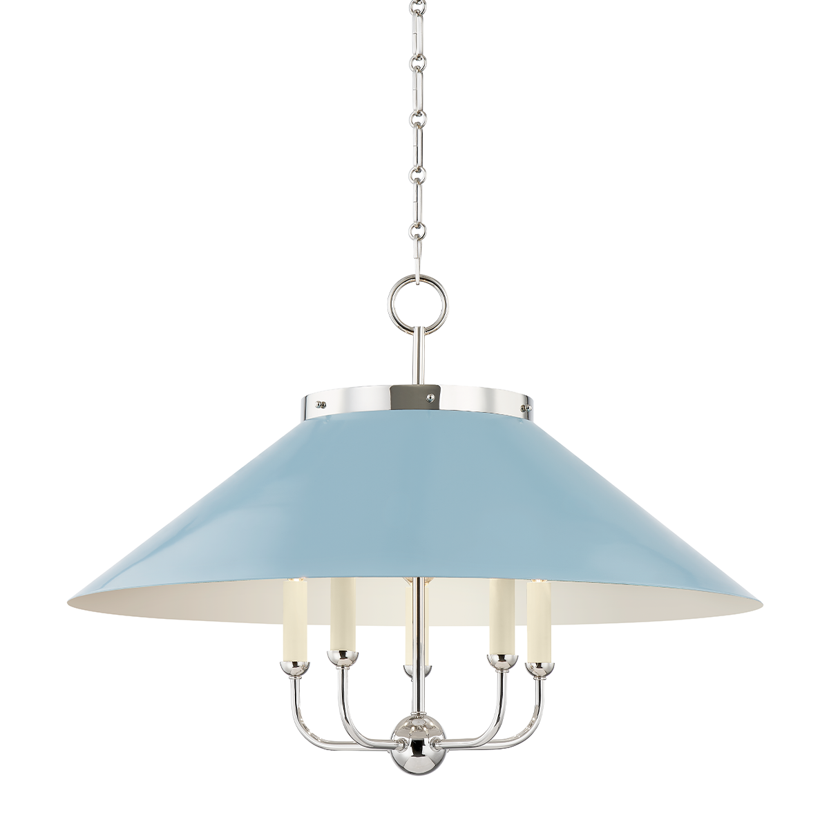 Clivedon Chandelier - Polished Nickel/Blue Bird by Hudson Valley Lighting