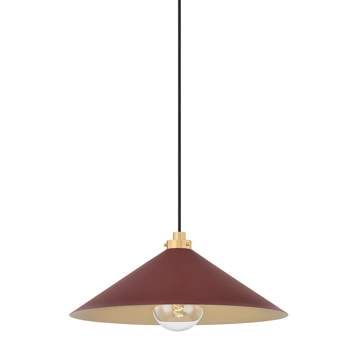 Clivedon Large Pendant - Aged Brass/Soft Crimson by Hudson Valley Lighting