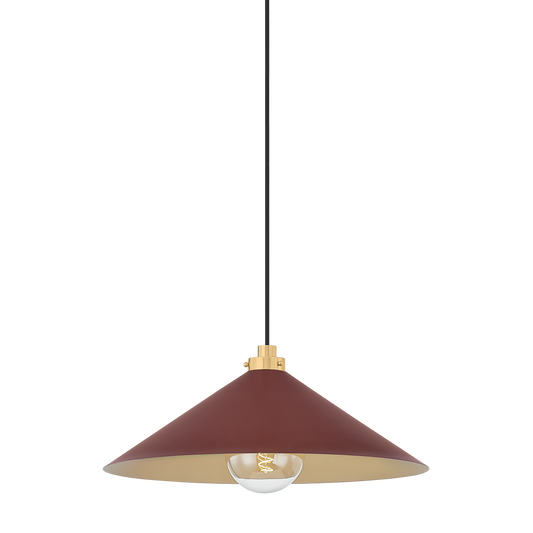 Clivedon Large Pendant - Aged Brass/Soft Crimson by Hudson Valley Lighting