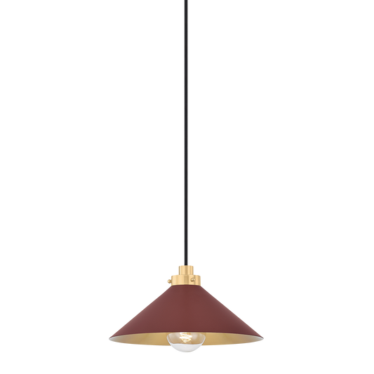Clivedon Pendant - Aged Brass/Soft Crimson by Hudson Valley Lighting