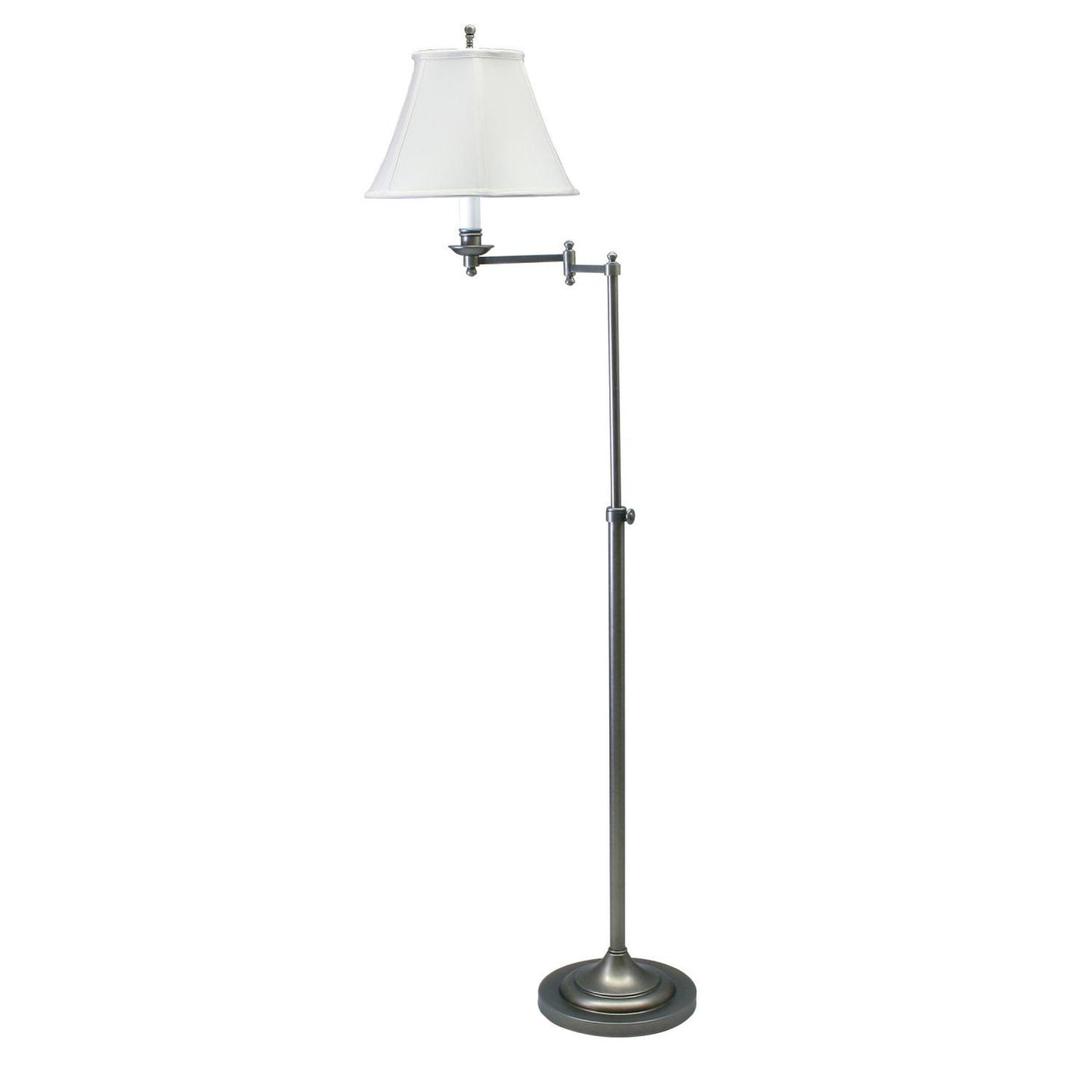 Club Adjustable Swing Arm Floor Lamp - CL200-AS - Antique Silver by House of Troy