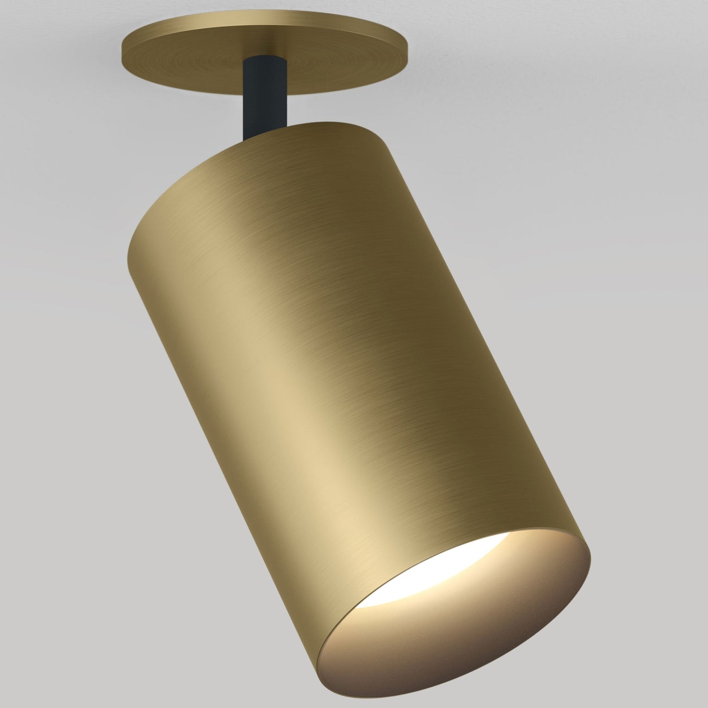 CM1 Monopoint Adjustable Spot Light - New Construction - Brushed Cast Brass/Black Baffle - 15 Degrees - 3000K by Lucifer Lighting