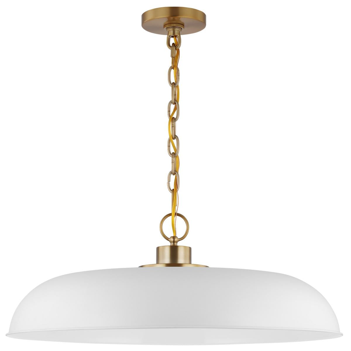 Colony - 1 Light - Large Pendant - Matte White with Burnished Brass - Satco 60-7486