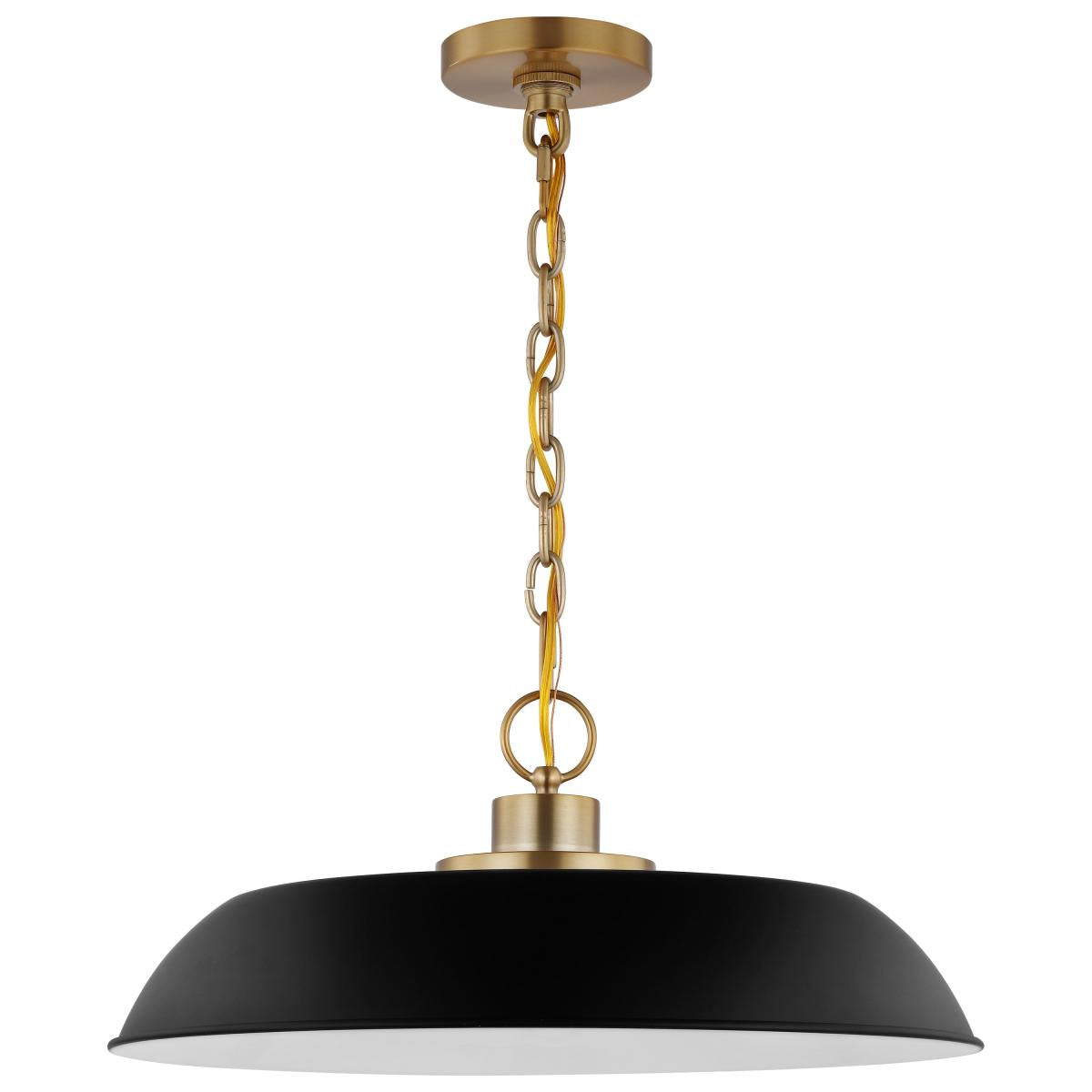 Colony - 1 Light - Medium Pendant - Matte Black with Burnished Brass - Satco 60-7484