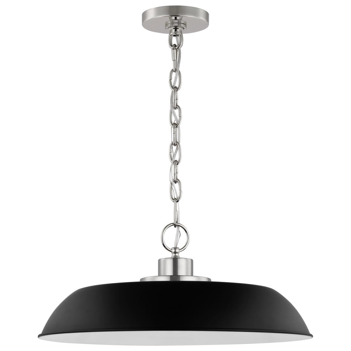 Colony - 1 Light - Medium Pendant - Matte Black with Polished Nickel - Satco 60-7485