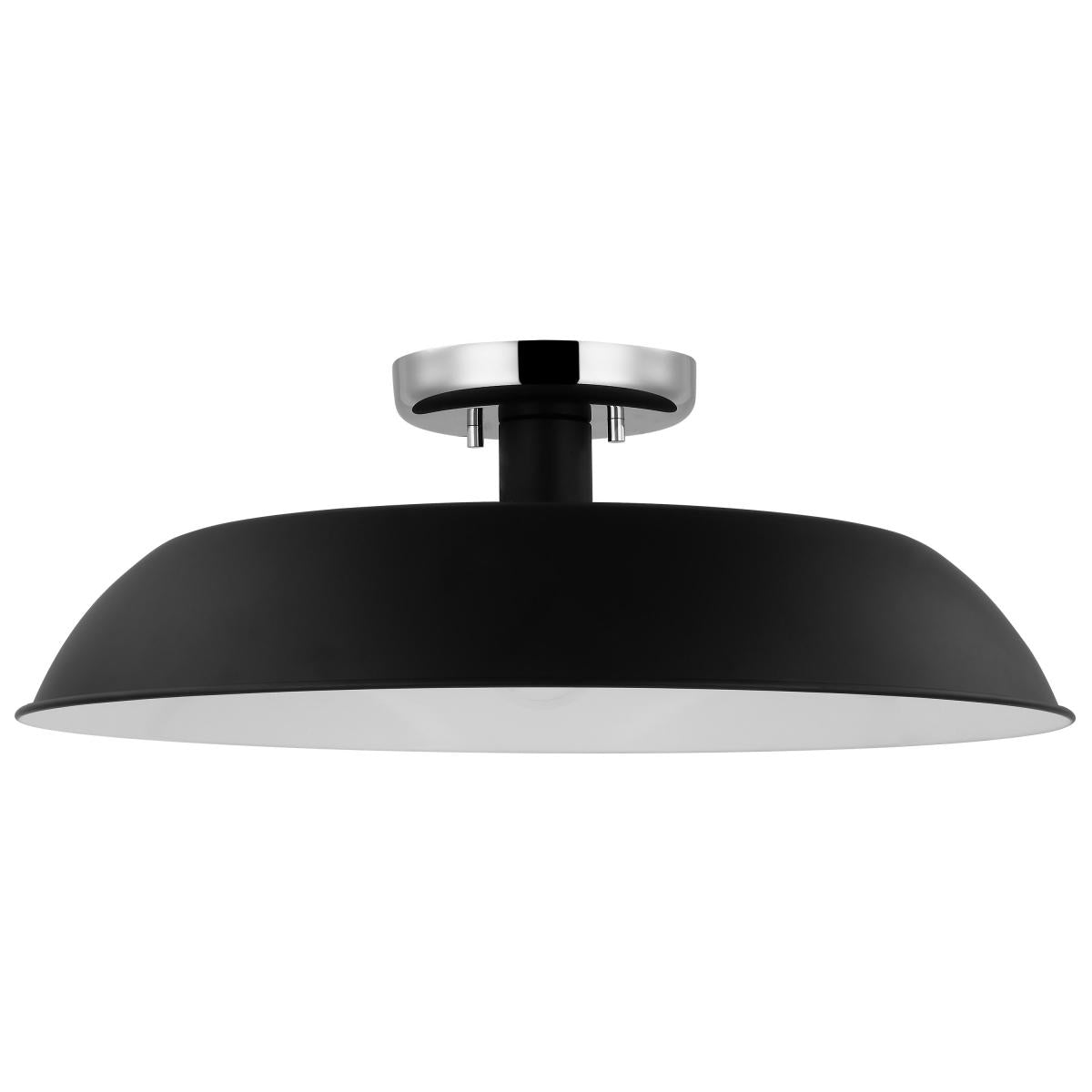 Colony - 1 Light - Medium Semi-Flush Mount Fixture - Matte Black with Polished Nickel - Satco 60-7495