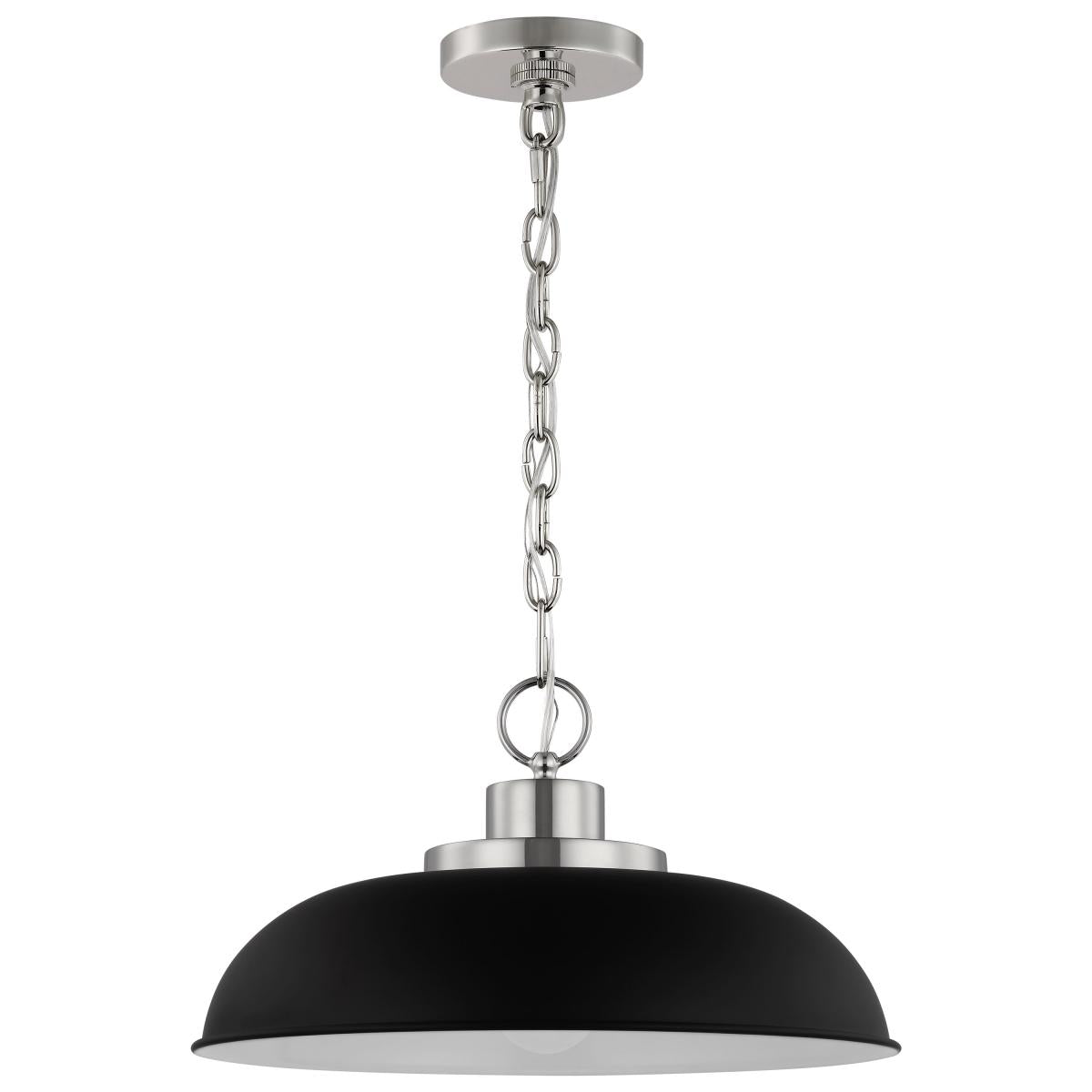 Colony - 1 Light - Small Pendant - Matte Black with Polished Nickel - Satco 60-7482