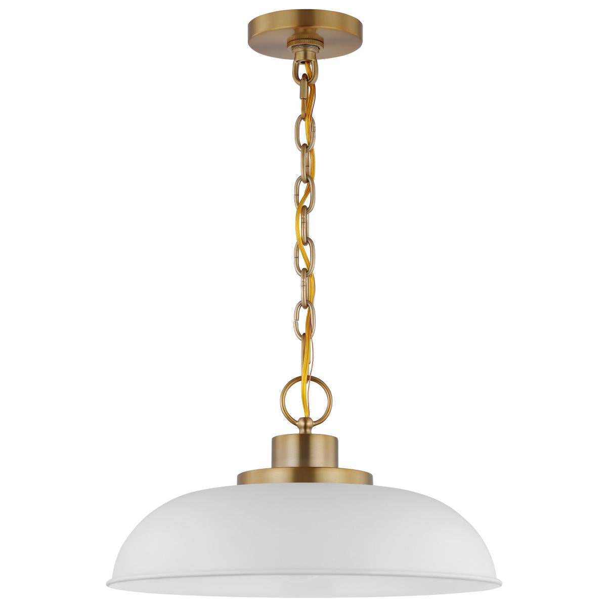 Colony - 1 Light - Small Pendant - Matte White with Burnished Brass - Satco 60-7480