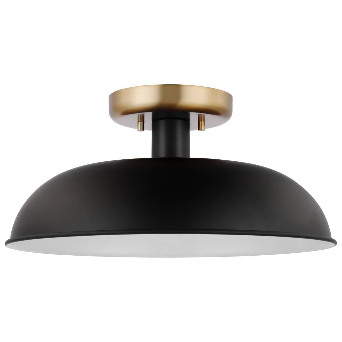 Colony - 1 Light - Small Semi-Flush Mount Fixture - Matte Black with Burnished Brass - Satco 60-7491