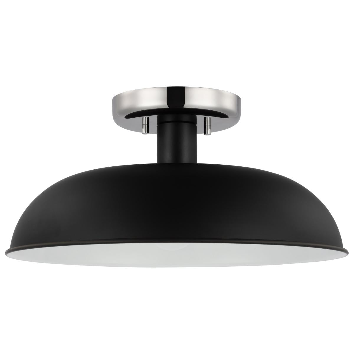 Colony - 1 Light - Small Semi-Flush Mount Fixture - Matte Black with Polished Nickel - Satco 60-7492