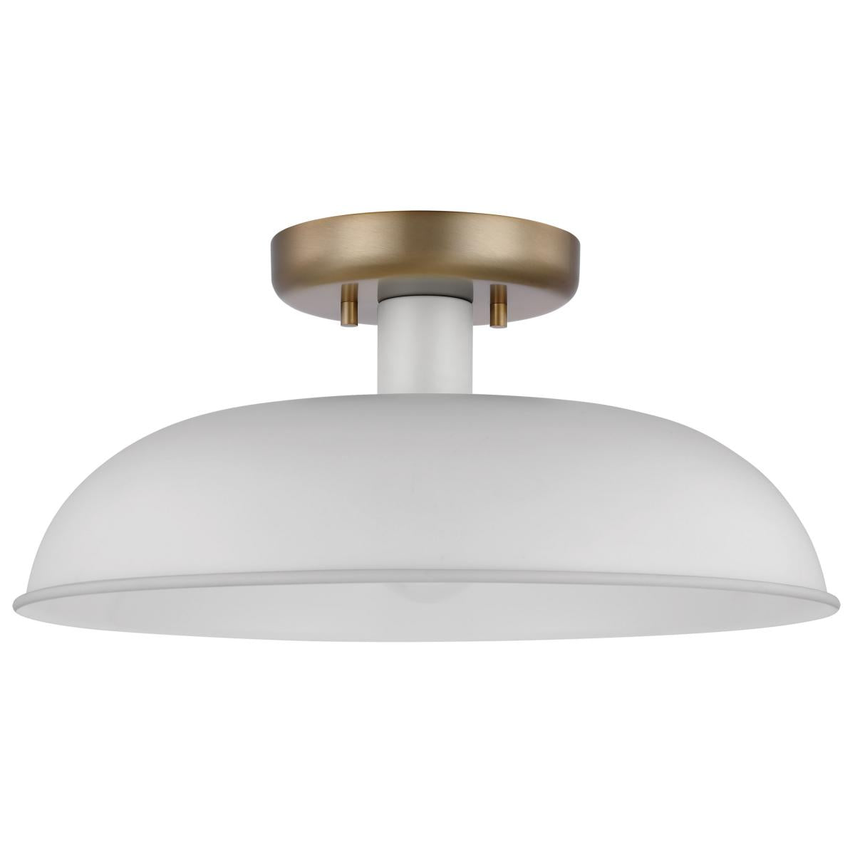 Colony - 1 Light - Small Semi-Flush Mount Fixture - Matte White with Burnished Brass - Satco 60-7490