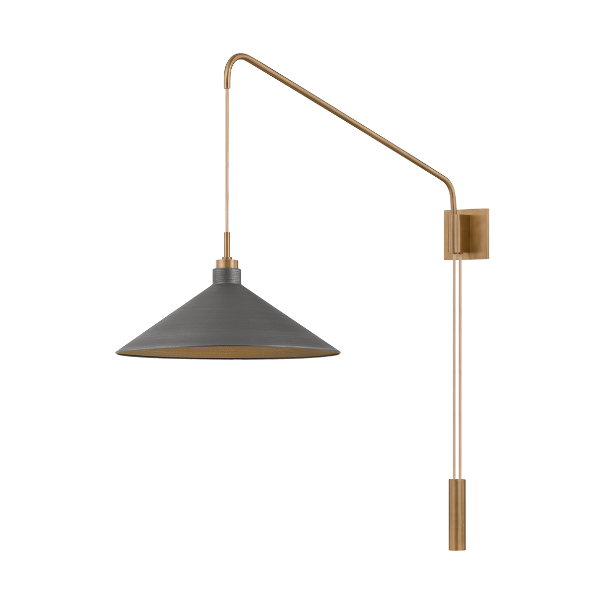 Conor Wall Sconce - 1-Light - Patina Brass/ Graphite - Troy Lighting B2936-PBR/GRA