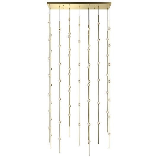 Constellation Andromeda 36" Chandelier - Satin Brass - Clear Faceted Acrylic Lens - 2700K by SONNEMAN