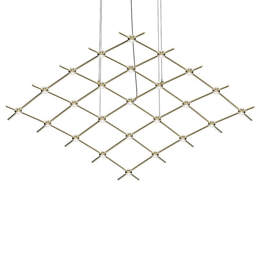 Constellation Aquarius Medius Chandelier - Satin Brass - Clear Faceted Acrylic Lens - 2700K by SONNEMAN