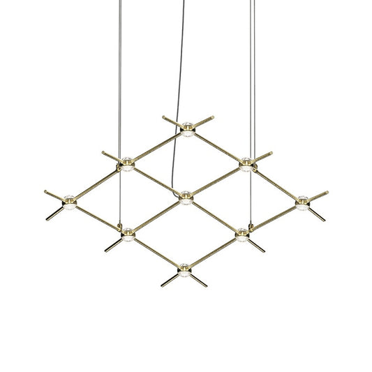 Constellation Aquarius Minor Chandelier - Satin Brass - Clear Faceted Acrylic Lens - 2700K by SONNEMAN