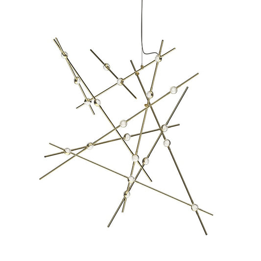 Constellation Aquila Major Chandelier - Satin Brass - Clear Faceted Acrylic Lens - 2700K by SONNEMAN