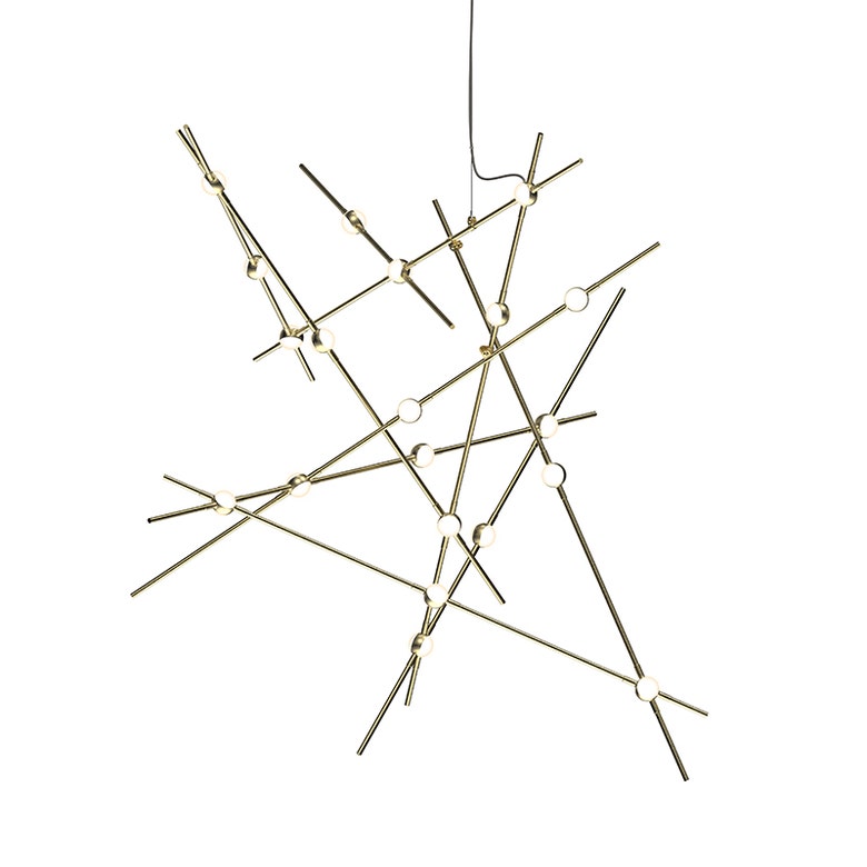 Constellation Aquila Major Chandelier - Satin Brass - White Optical Acrylic Lens - 3000K by SONNEMAN