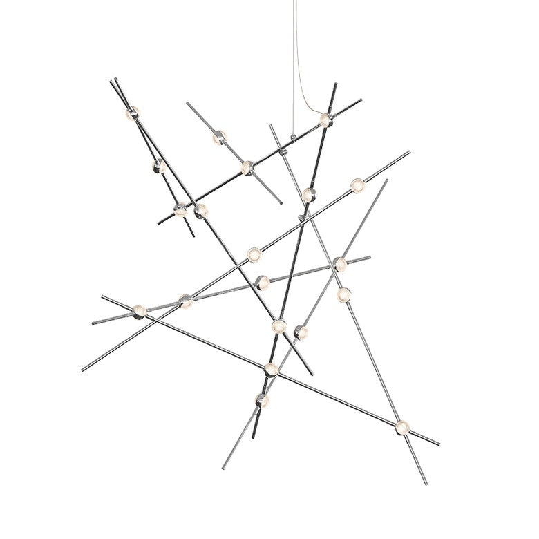 Constellation Aquila Major Chandelier - Satin Nickel - Clear Faceted Acrylic Lens - 3000K by SONNEMAN