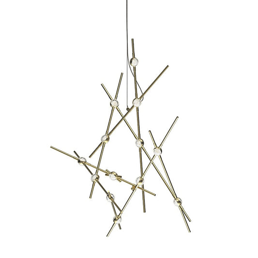 Constellation Aquila Minor Chandelier - Satin Brass - Clear Faceted Acrylic Lens - 2700K by SONNEMAN